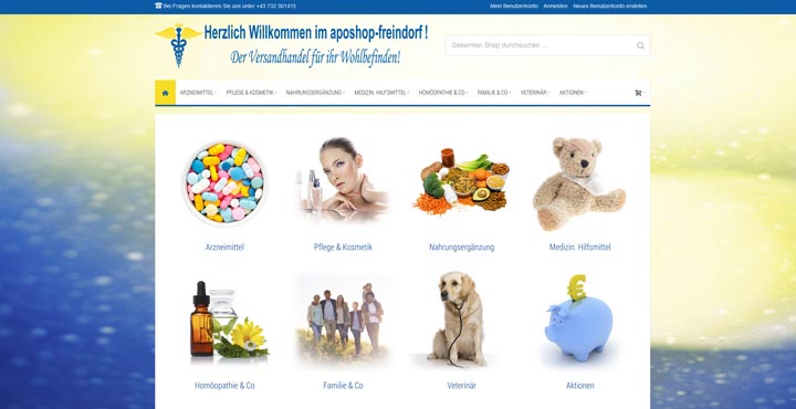 Screenshot vom Webshop